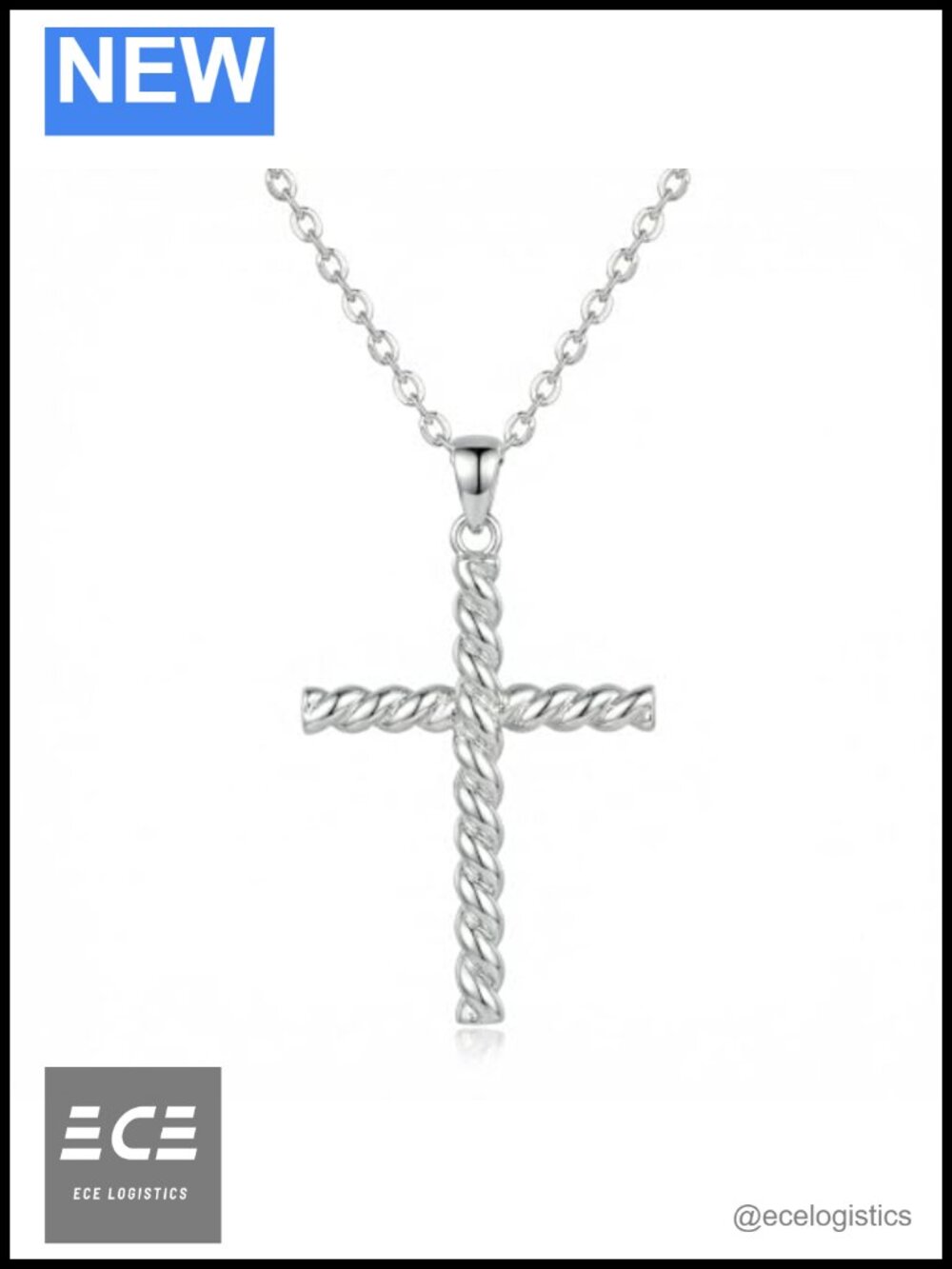 925 Sterling Silver Twisted Rope Cross Necklace Adjustable Chain Gift for Men